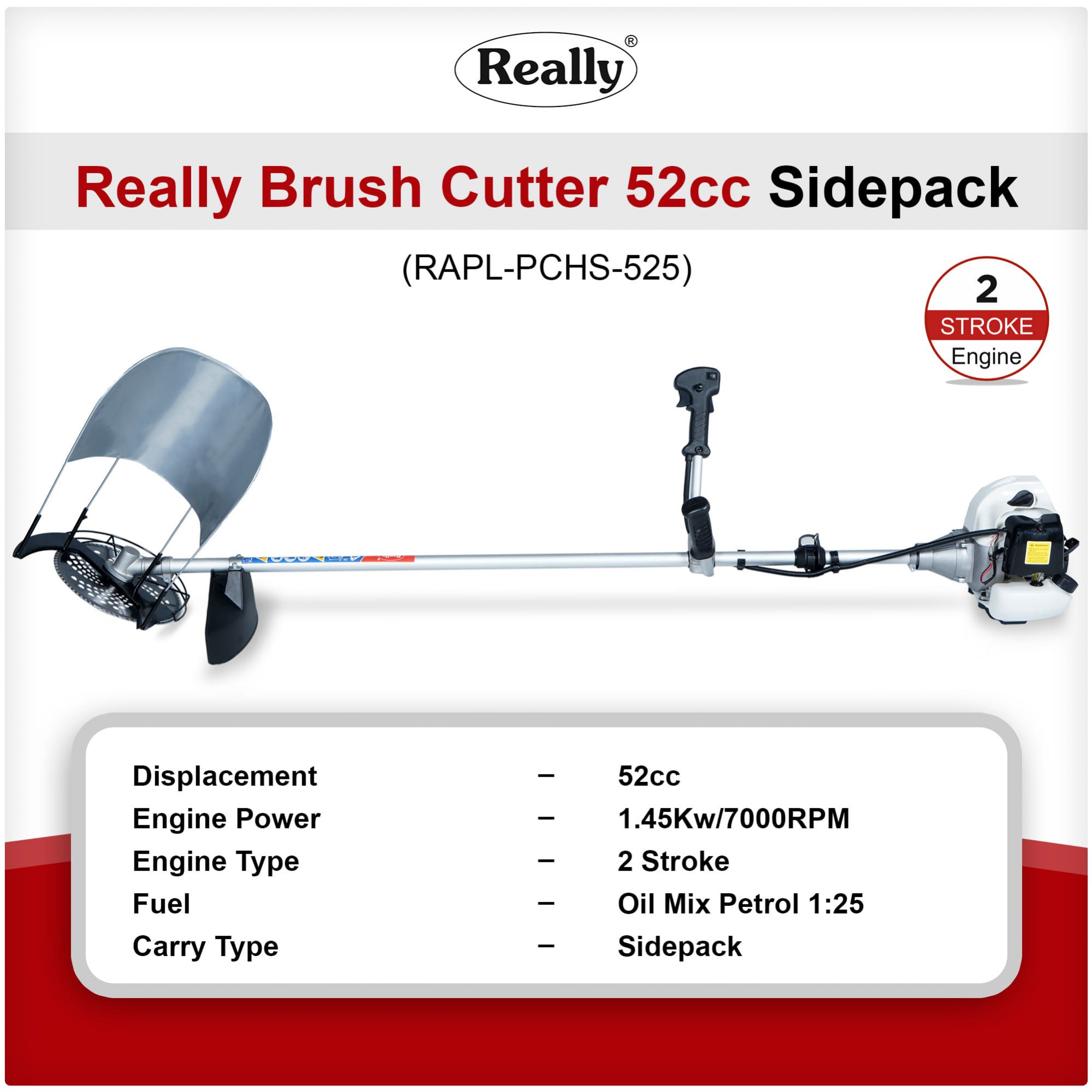 Really 52CC Sidepack Brush Cutter 2 stroke RAPL-PCH-52CC-SP