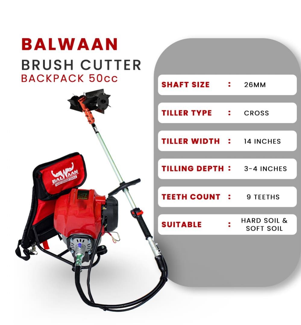Balwaan Back Pack Crop Cutter with Tiller| 50cc Pro