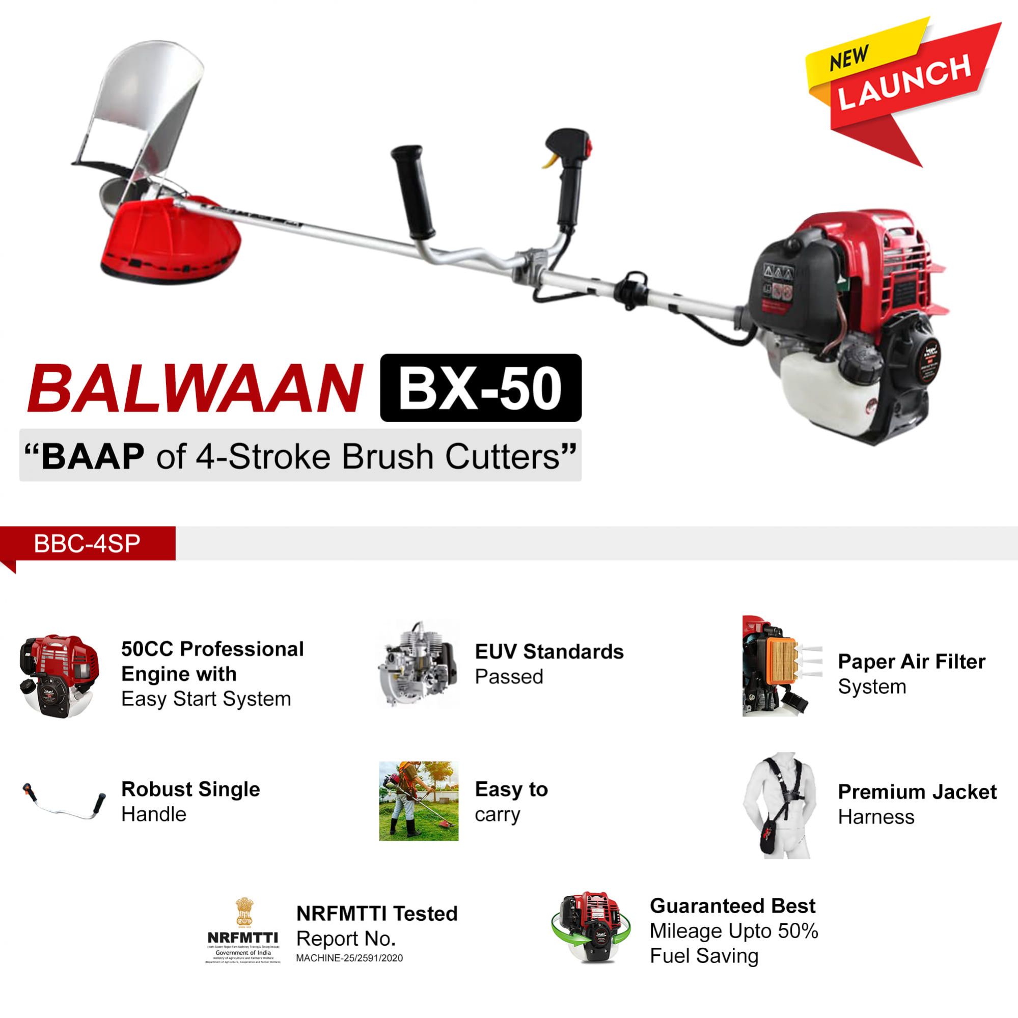 Balwaan BX-50P Side Pack Crop cum Grass Cutter| 50cc Pro