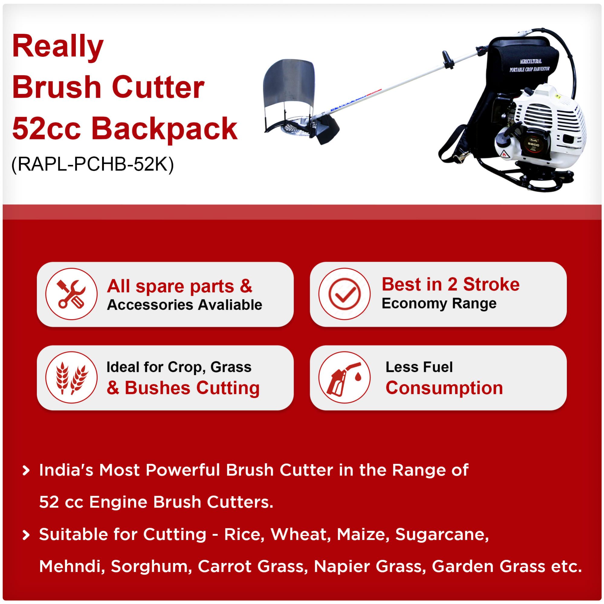 Really Brush Cutter 52cc 2 Stroke Backpack (RAPL-PCHB-52K)