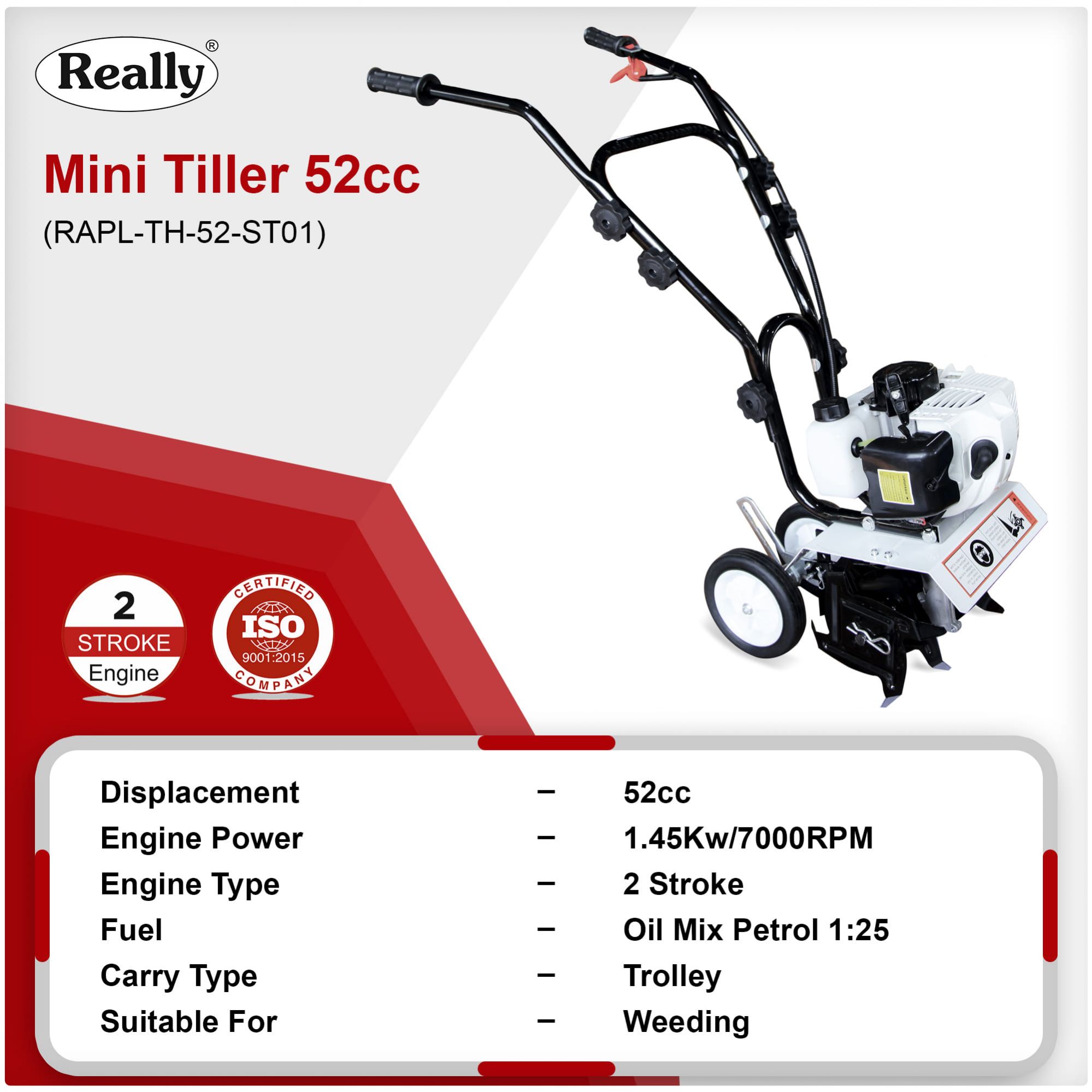 Really Mini Tiller 52cc 2 Stroke (RAPL-TH-52-ST01)
