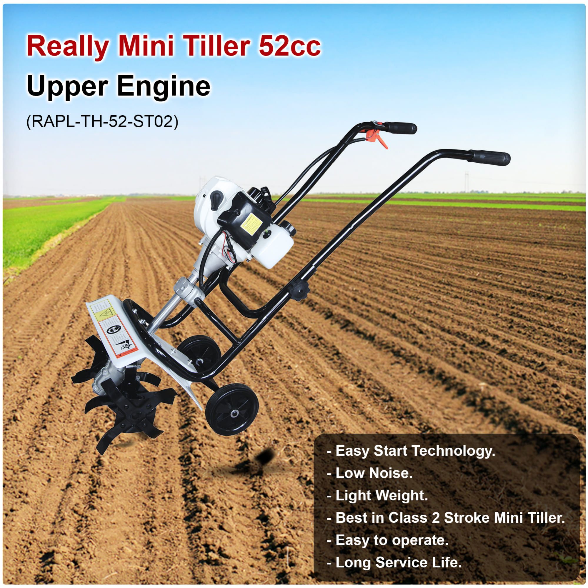 Really 2 stroke 52 cc Mini Tiller (RAPL-TH-52-ST02)