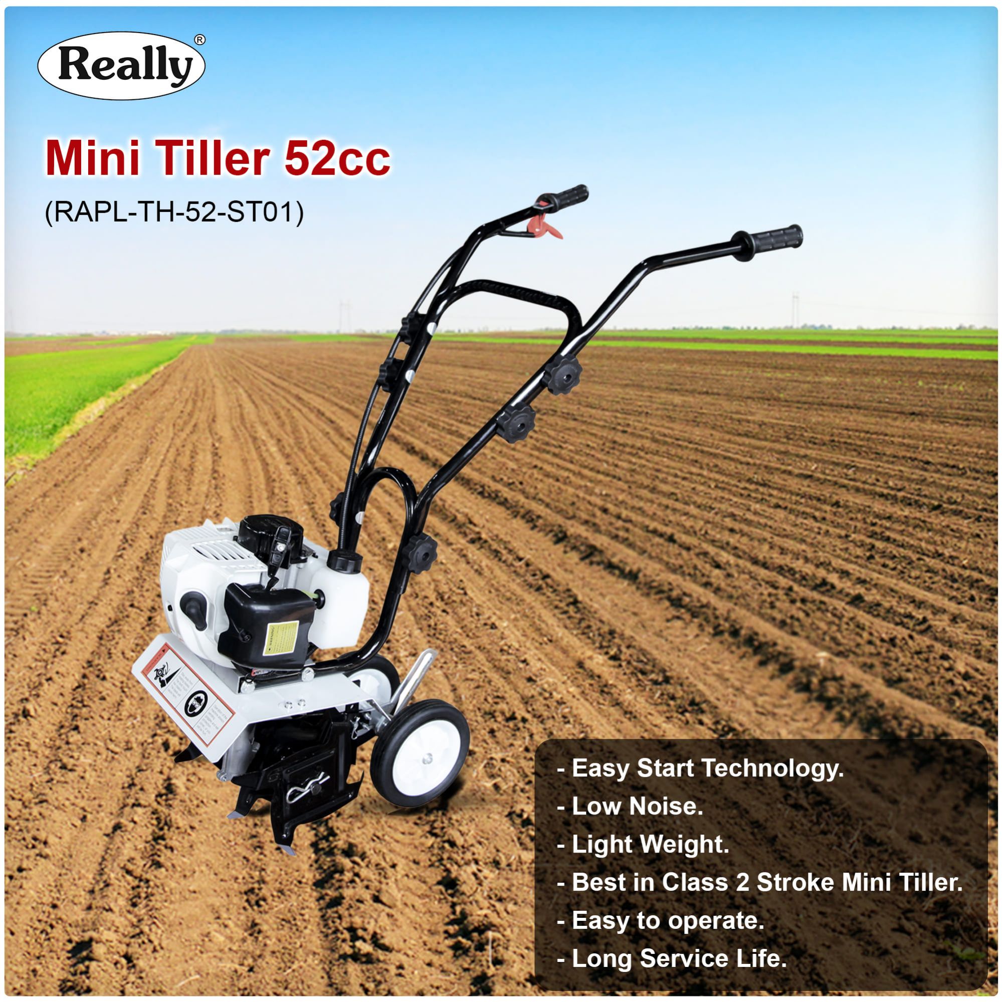 Really Mini Tiller 52cc 2 Stroke (RAPL-TH-52-ST01)