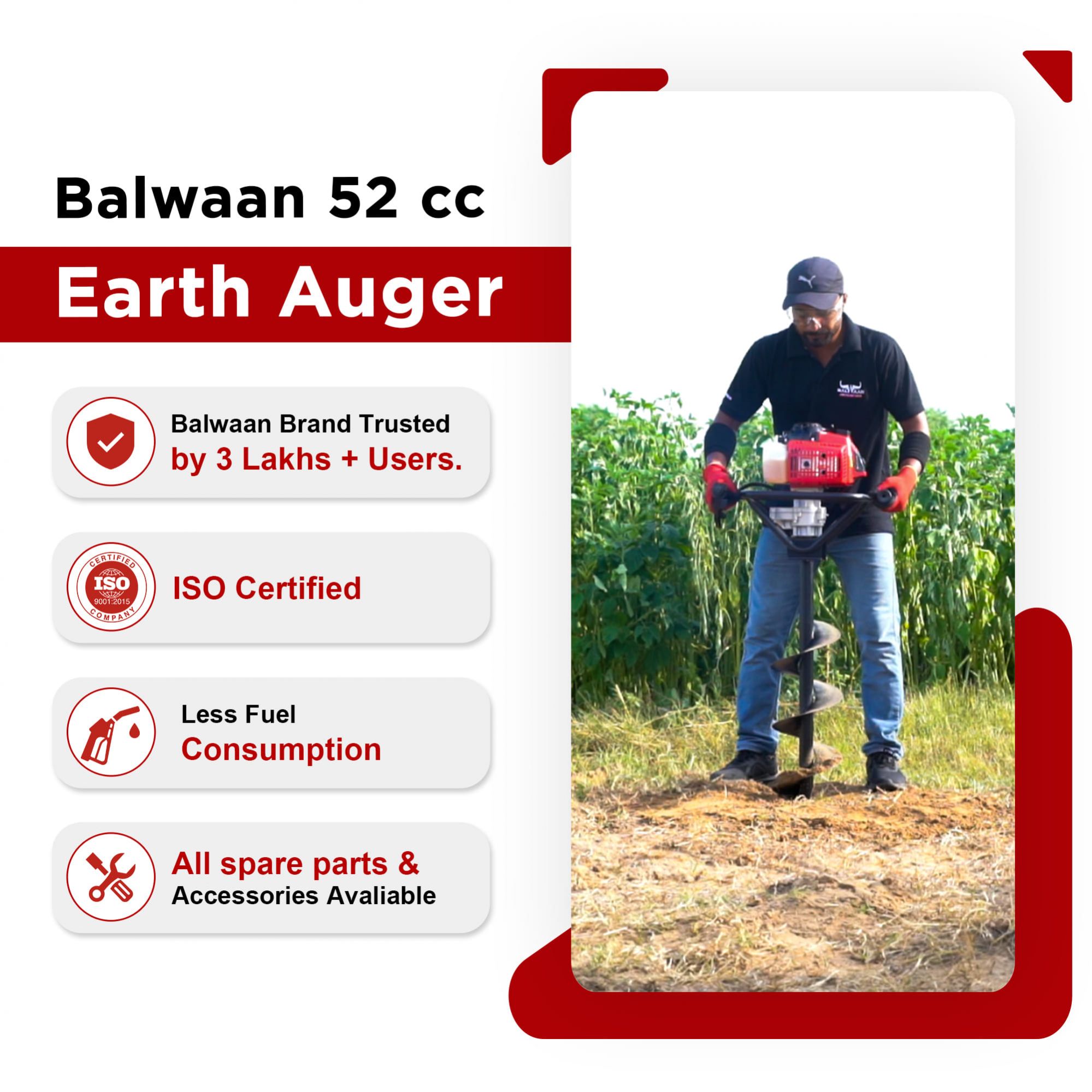 Balwaan 52cc Engine powered Soil Digger| BE-52