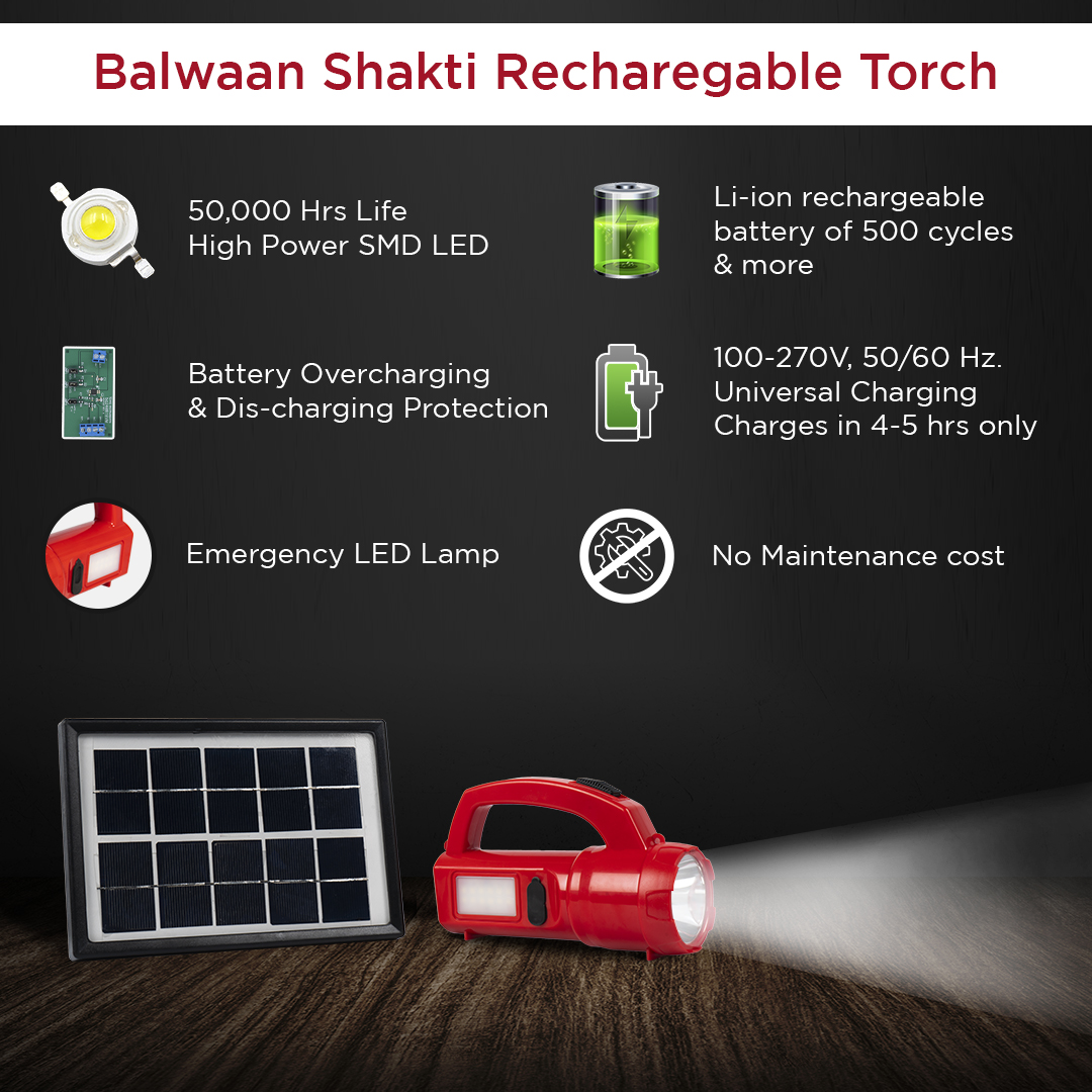 Balwaan Shakti Jugnoo Torch with Solar (BSJS-3W24)