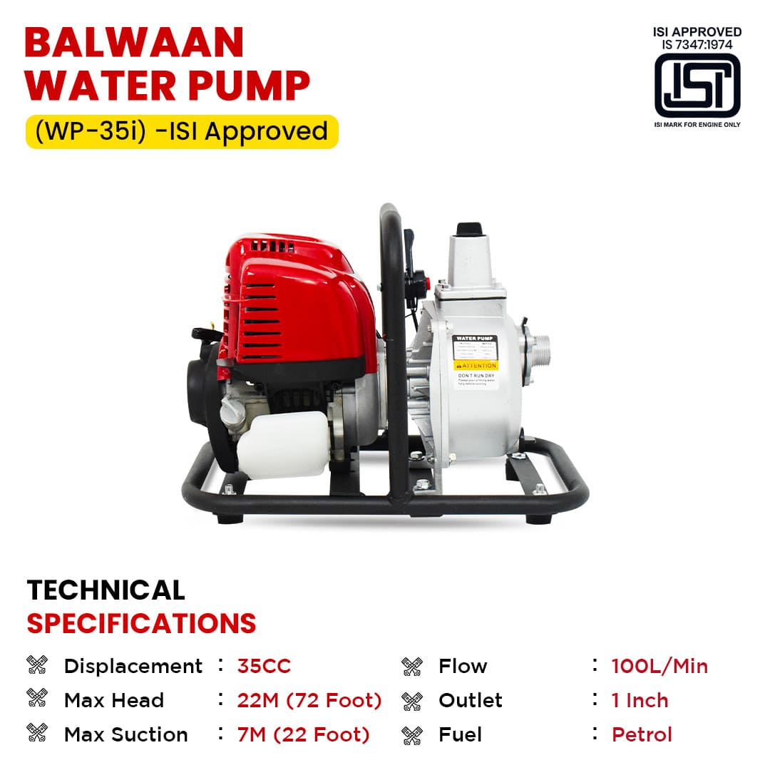 Balwaan 35cc ISI Marked 1 Inch Water Pump | WP-35i