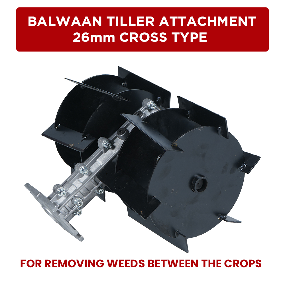 Balwaan 26mm Cross Type Tiller Attachment (14 inch) - Silver