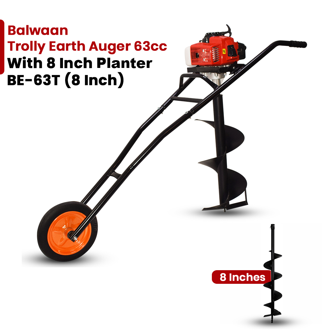 Balwaan Trolly Earth Auger with 8 Inch Planter| 63CC