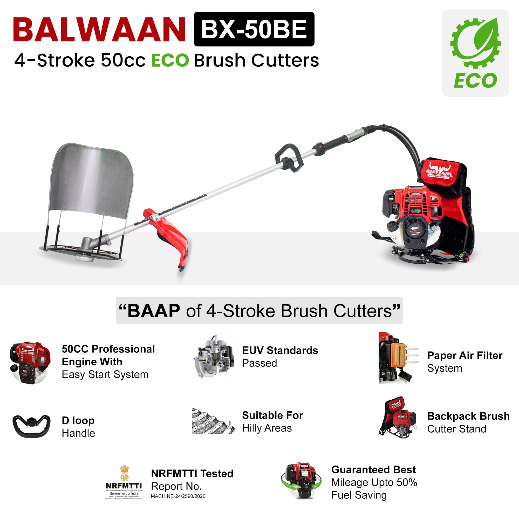 Balwaan  50cc Eco Back Pack Crop cum Grass Cutter|BX-50BE