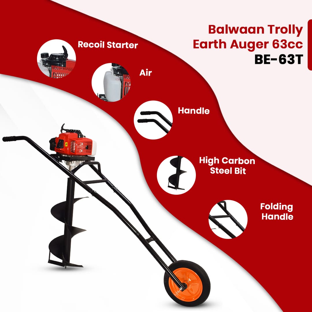 Balwaan Trolly Earth Auger| 63cc