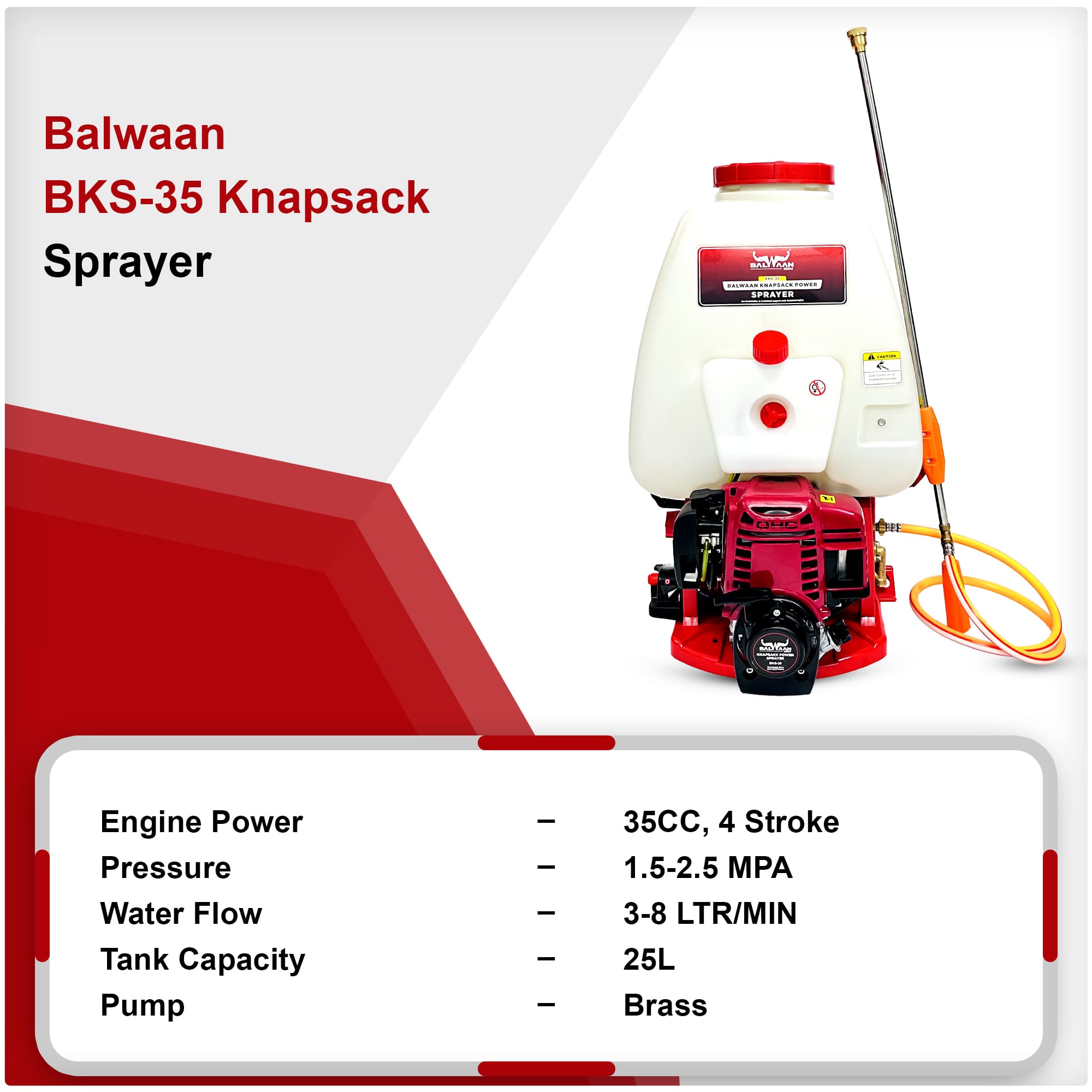 Balwaan Knapsack Agricultural Power Sprayer (BKS-35)