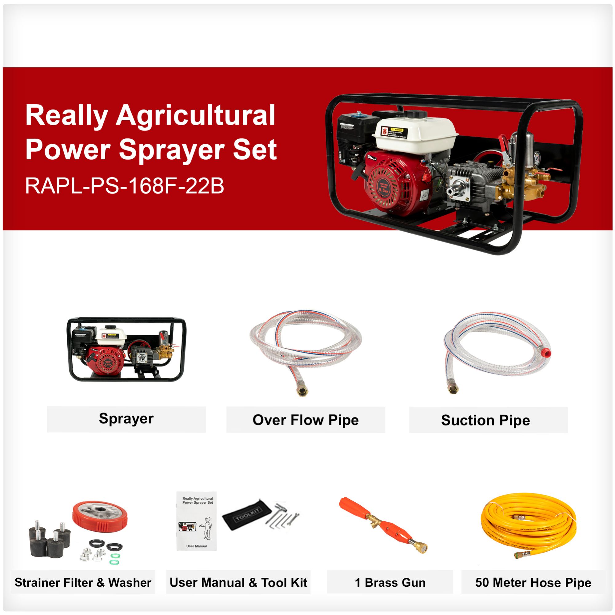 Really Agricultural HTP portable Power Sprayer Set (RAPL-PS-168F-22B)