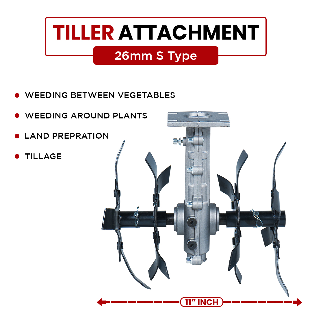 Balwaan 26mm S Type Tiller Attachment (11 Inch) - Silver