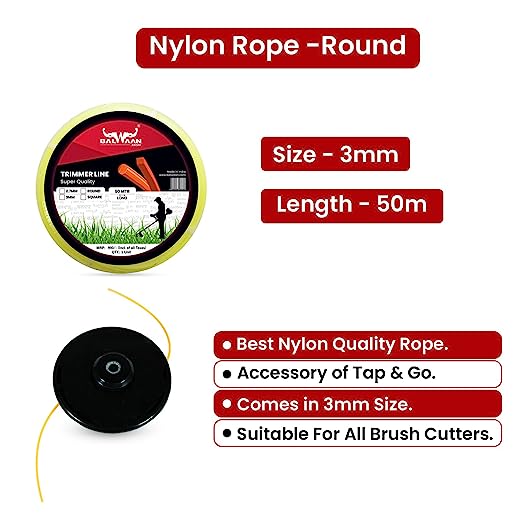 Nylon Rope (Pack of 2) 3mm 50 Meter - Round