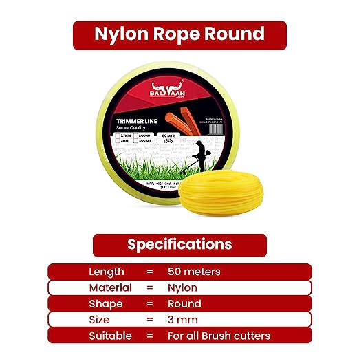 Nylon Rope (Pack of 2) 3mm 50 Meter - Round