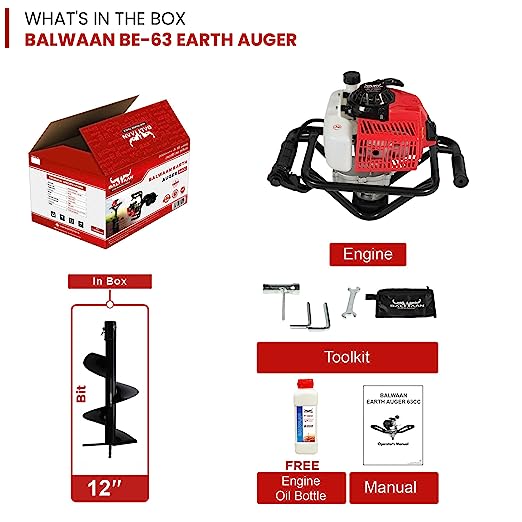 Balwaan 63cc Earth Auger with 12 Inch Bit| BE-63 (12 Inch)