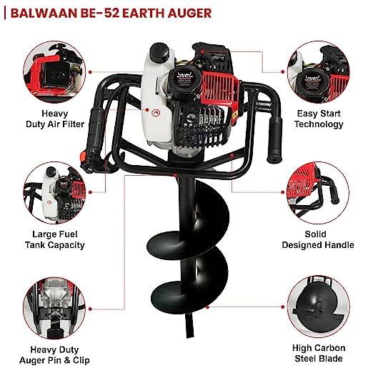 Balwaan 52cc Earth Auger with 12 Inch Bit| BE-52 (12 Inch)