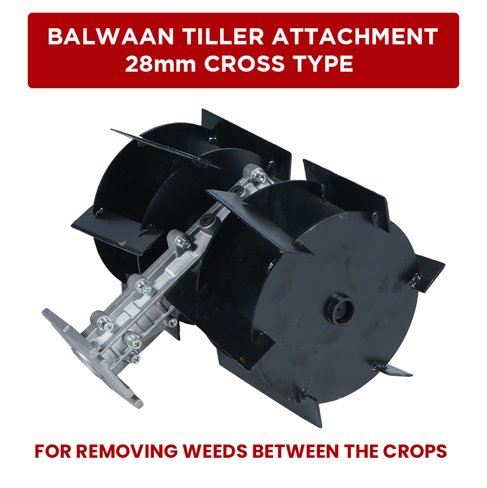 Balwaan Tiller Attachment 28mm Cross Type (14 Inch) - Black