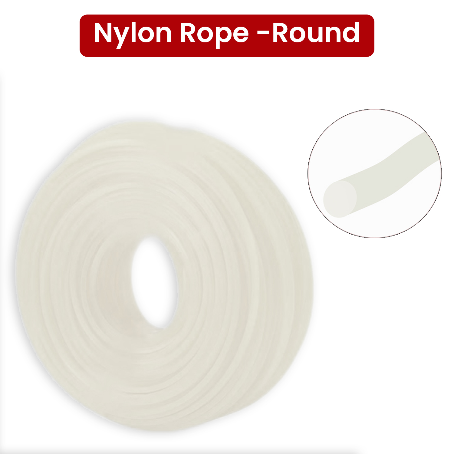 Balwaan Nylon Rope 3mm 50 Mtr- Round (White)