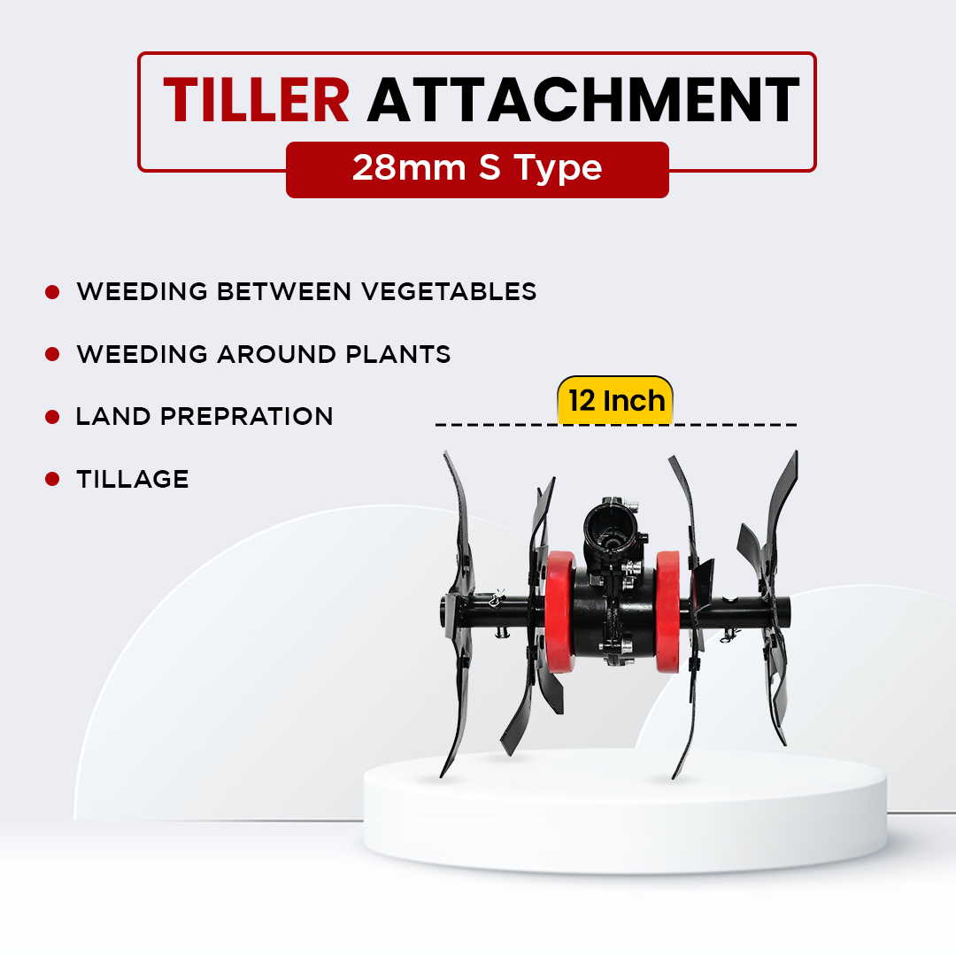 Balwaan Tiller Attachment 28mm S type (12 Inch) - Black