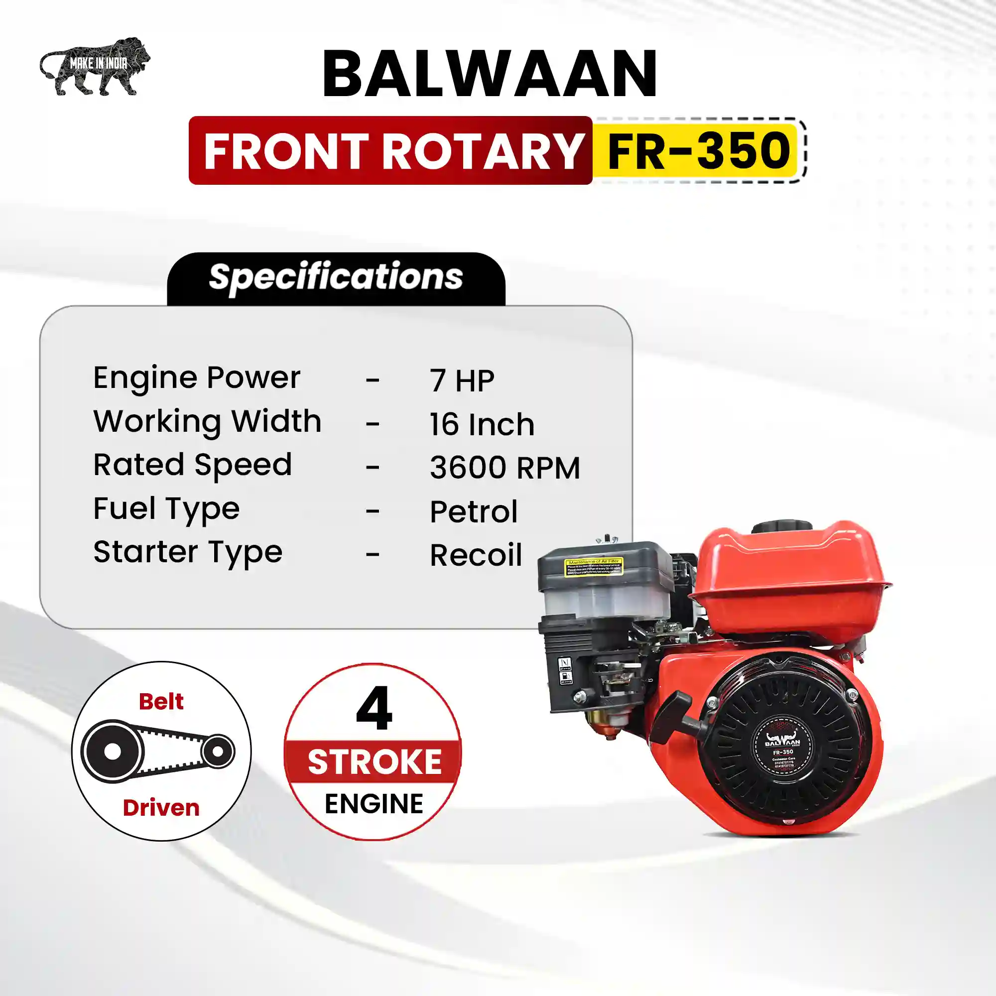 Front rotary cultivator machine 7HP 4 stroke engine for खेत की निराई  और गुड़ाई