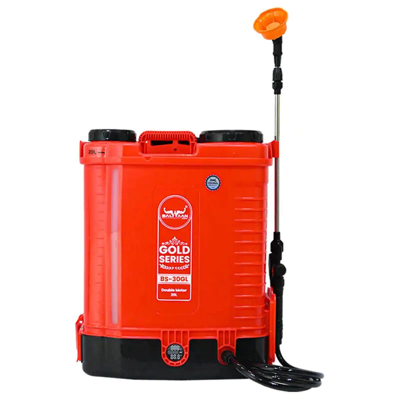 Balwaan Gold Series Battery Sprayer BS 30GL with Lithium-ion Battery | 12 Volts x 12 Ampere Double Motor High-Pressure Agriculture Sprayer | 20L Tank Capacity | Get a Free LED Bulb with 15 Feet Cable