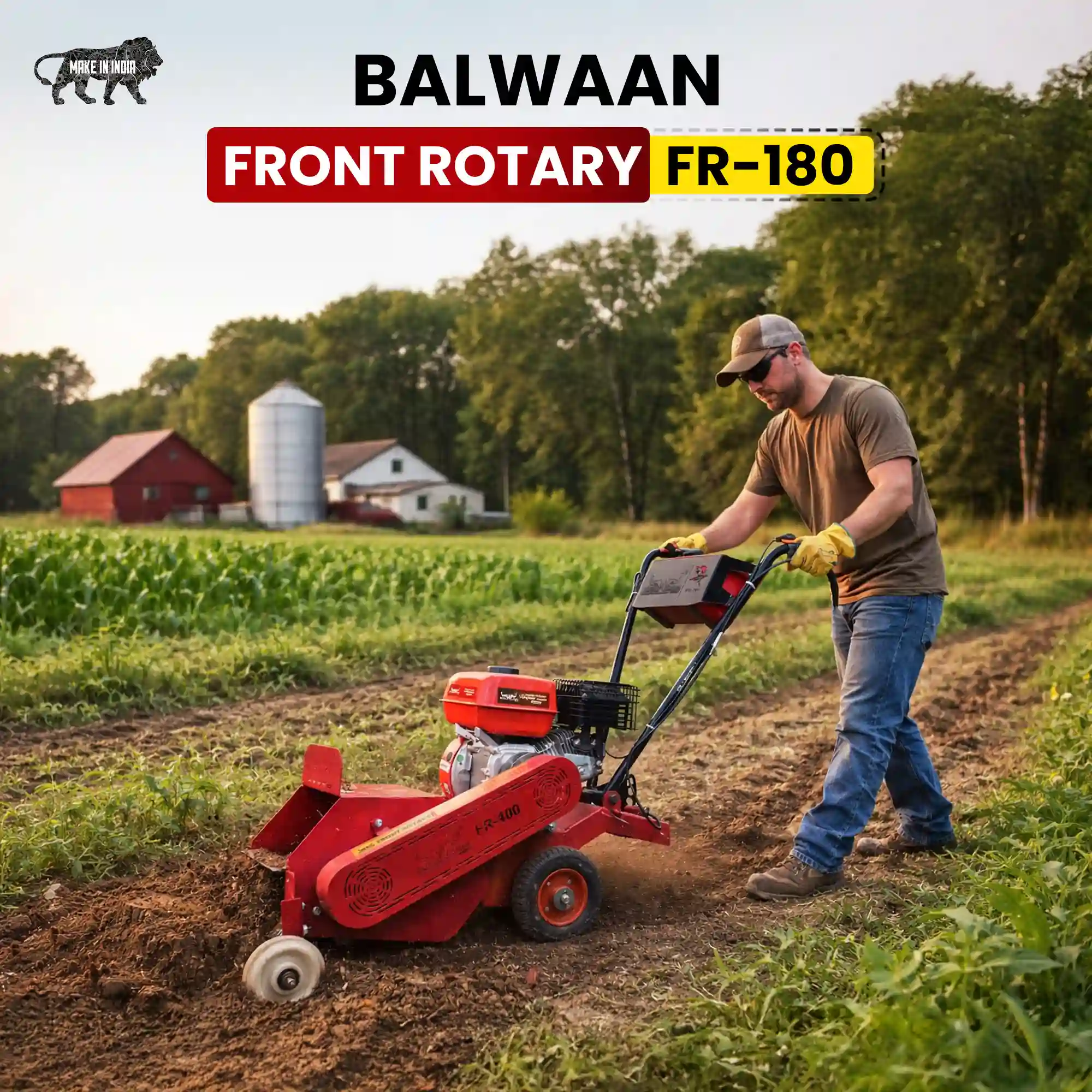 front rotary fr-180 cultivator machine with 8 inch working width