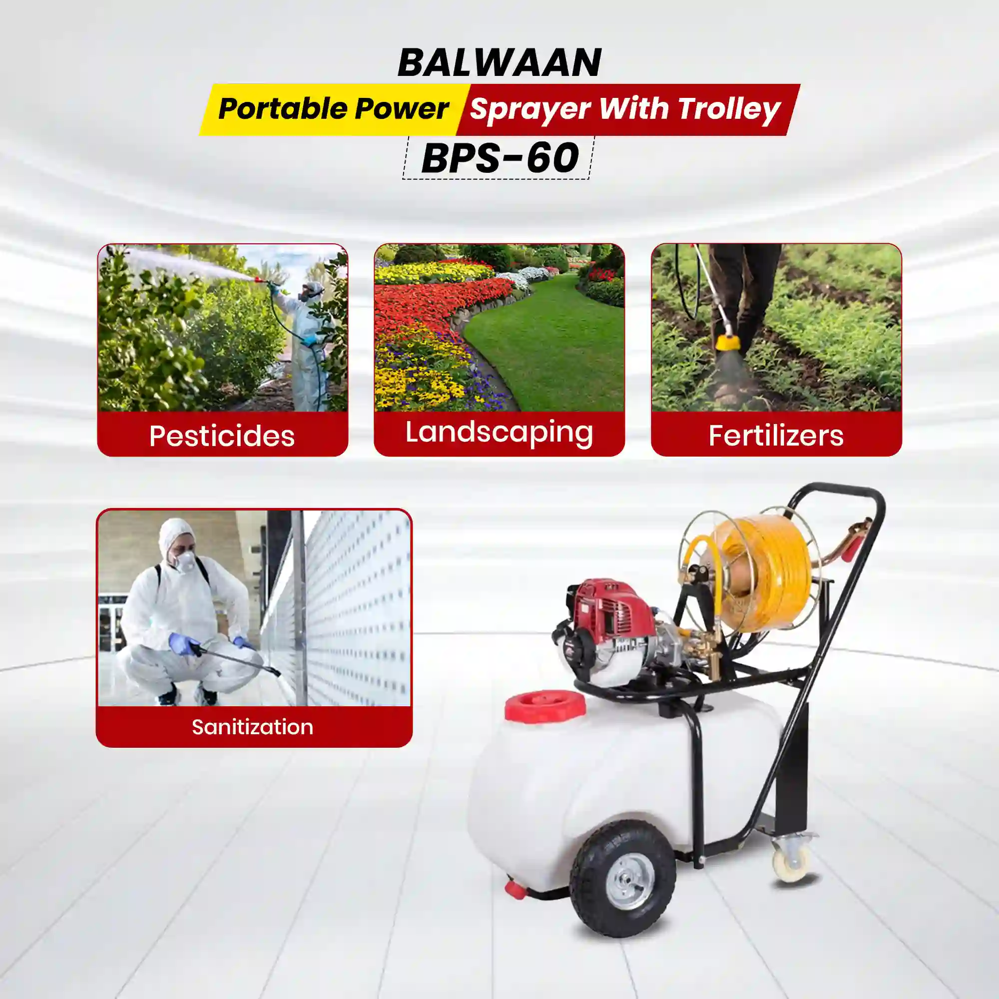 High pressure 50L power sprayer with trolley for farmers crop protection spraying machine India